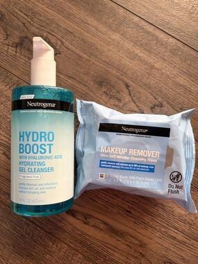 🌴Neutrogena Hydro Boost Hydrating Gel Cleanser & Make up Remover Wipes Bundle